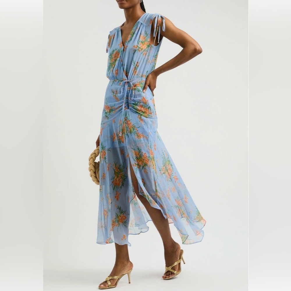 Veronica Beard Light Blue Floral High-Low Dress